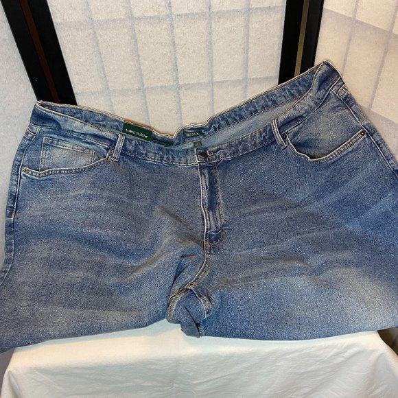 Wild Fable Plus High-Rise 90s Relaxed Straight Slashed Leg Jeans Medium Wash 30 - Picture 8 of 14